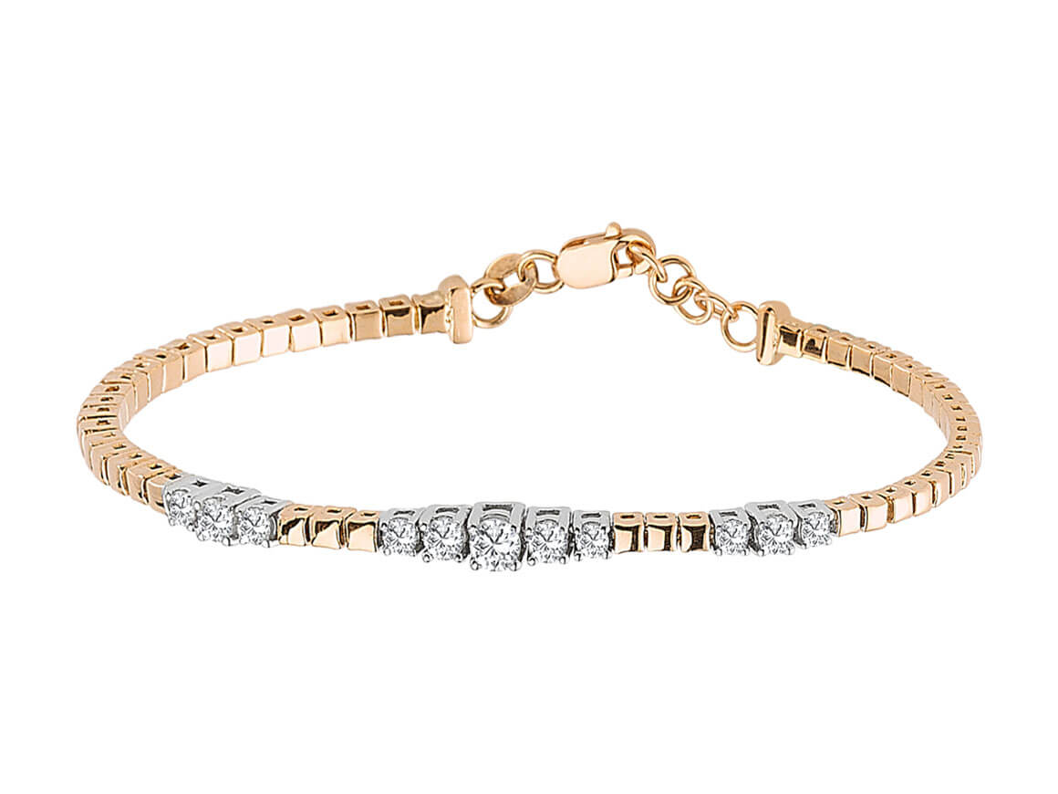 Women's bracelet with graduated diamonds – 0.80 ct in 14K rose gold