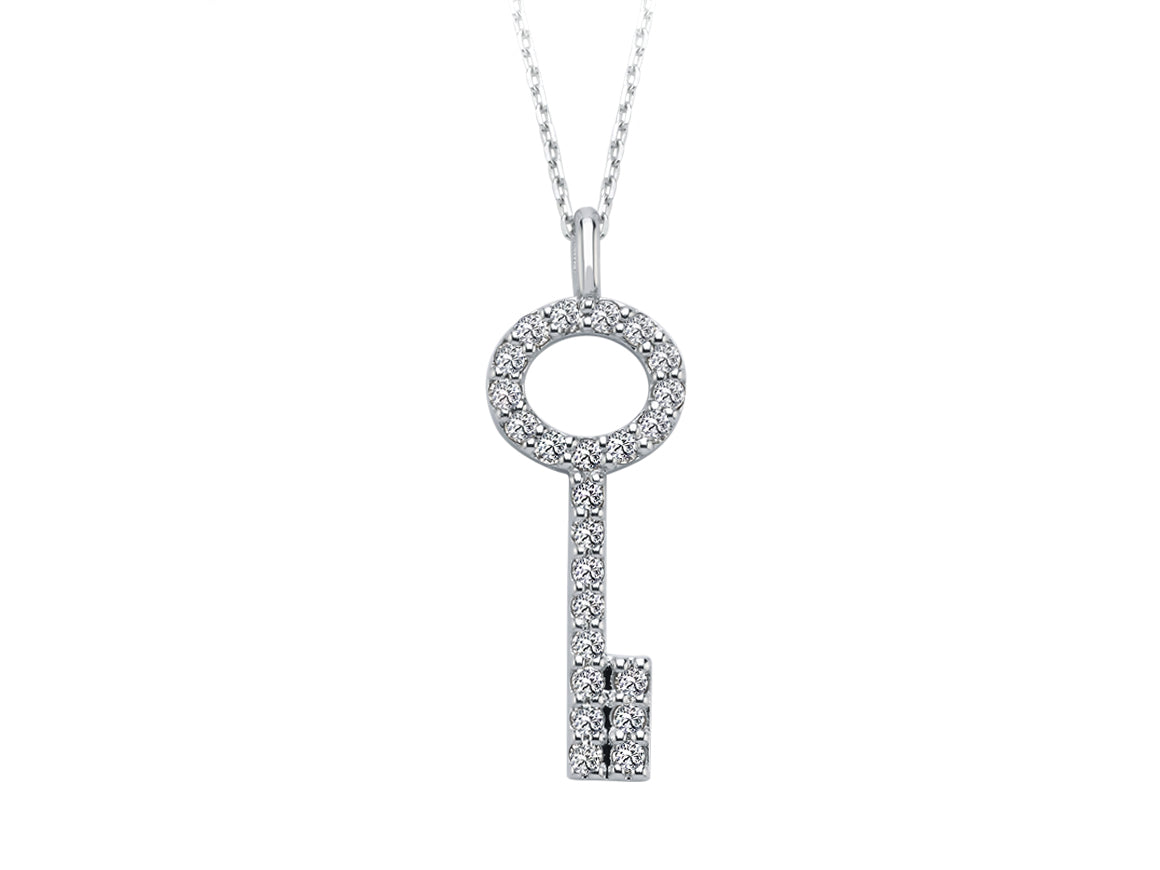 Schlüssel-Anhänger mit Labor-Diamanten | 14K Weißgold | 0,27 ct - hochwertiger Schmuck von Rosy Lab Diamonds