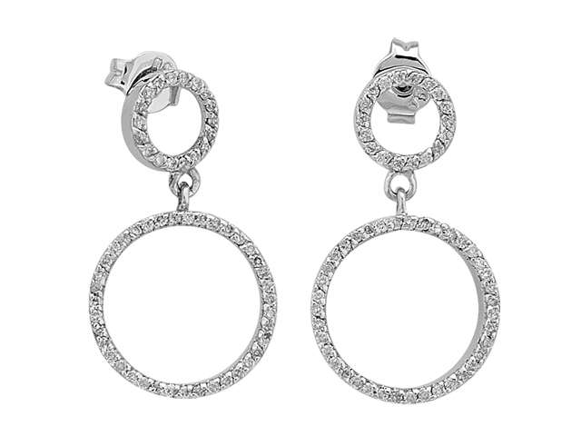 Büyük halka küpeler, 585 ayar beyaz altından 114 elmaslı – 0,47 ct