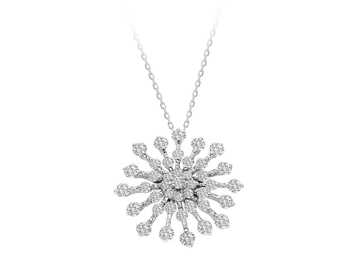 Große Schneeflocken-Kette mit 41 Diamanten in 14K Gold | Eleganter Winterglanz - hochwertiger Schmuck von Rosy Lab Diamonds