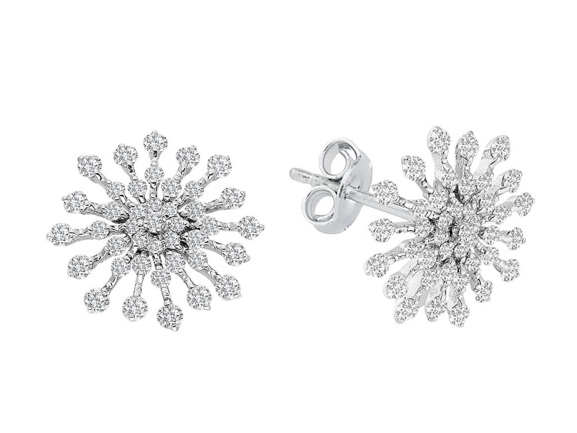 Schneeflocken-Ohrringe mit Diamanten - 14K Gold, 1,60 ct - hochwertiger Schmuck von Rosy Lab Diamonds