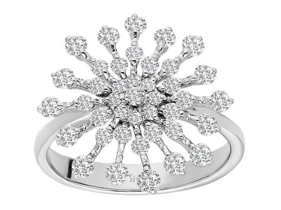 Auffälliger Schneeflocken-Ring mit 41 rund geschliffenen Labor-Diamanten