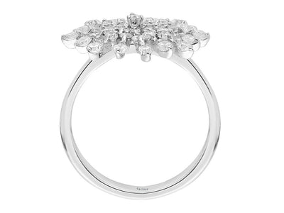 Auffälliger Schneeflocken-Ring mit 41 rund geschliffenen Labor-Diamanten