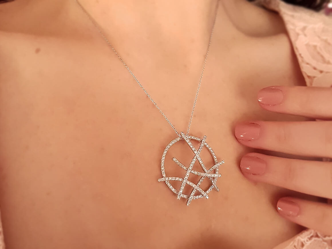 Große Statement-Kette mit 127 Labor-Diamanten aus 14K Weißgold - hochwertiger Schmuck von Rosy Lab Diamonds
