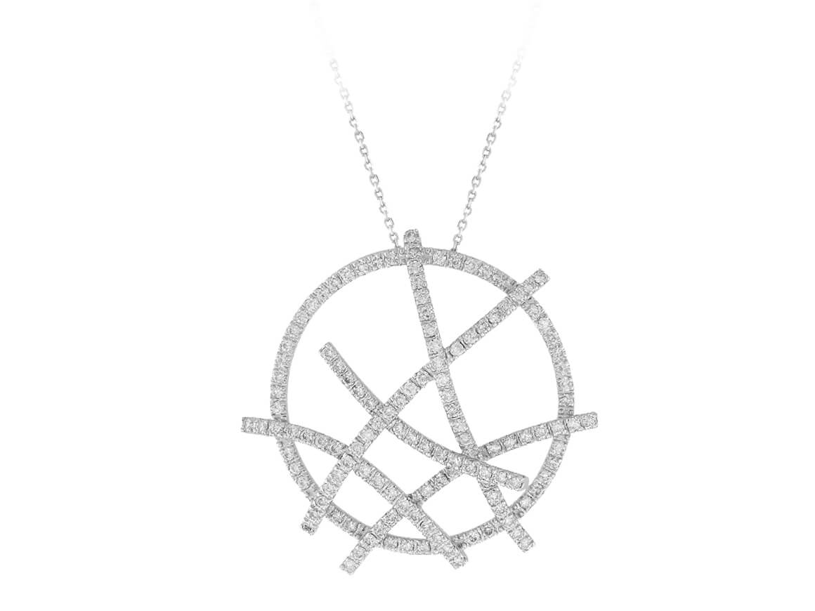Collier statement avec 127 diamants de laboratoire en or blanc 14 carats