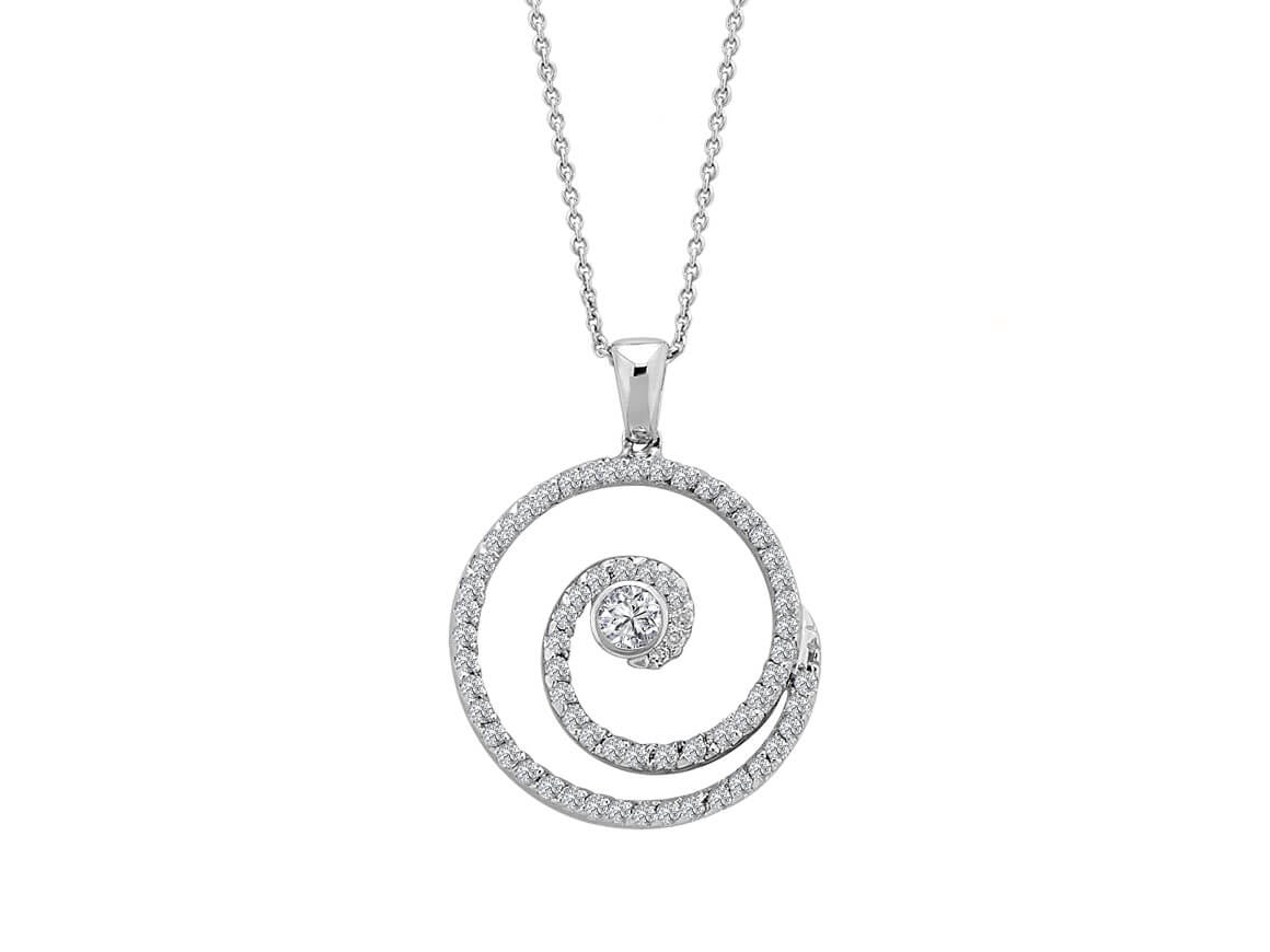 Pendentif spiralé avec 67 diamants de laboratoire (0,80 ct) en Or Blanc 14K – Bijoux haut de gamme de Rosy Lab Diamonds