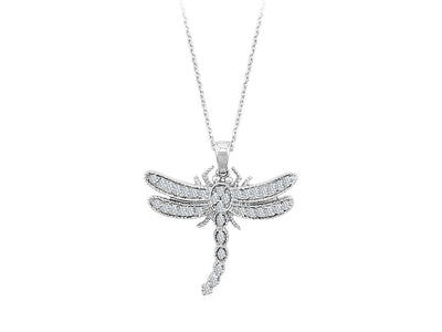 Large dragonfly pendant with 36 round lab diamonds