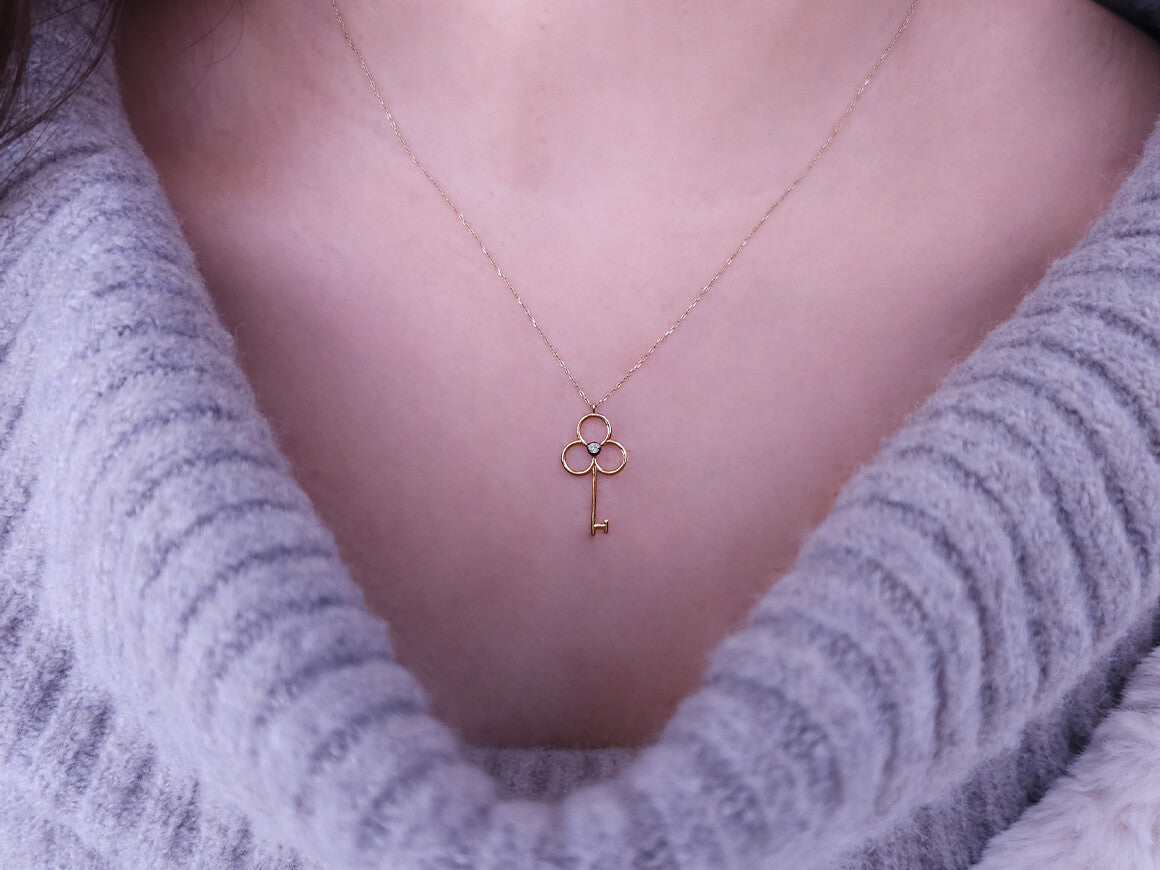 Laboratuvar pırlantalı anahtarlık | 14K Sarı Altın - Rosy Lab Diamonds'tan yüksek kaliteli Mücevher