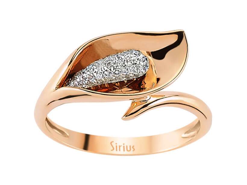 Eleganter Blumenring mit 36 Rundschliff-Diamanten in 14 Karat Roségold