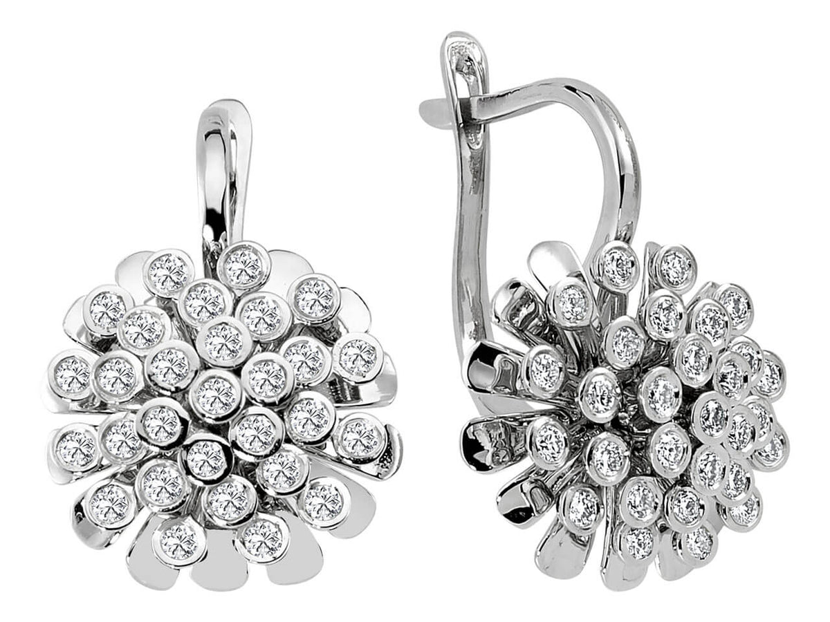 Boucles d’oreilles pendantes florales en Or Blanc avec 58 diamants – Bijoux 585 élégants – Bijoux haut de gamme de Rosy Lab Diamonds