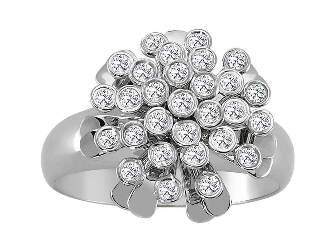Weißgold-Ring „Blumen“ mit 29 laborgezüchteten Diamanten