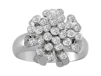 Weißgold-Ring „Blumen“ mit 29 laborgezüchteten Diamanten
