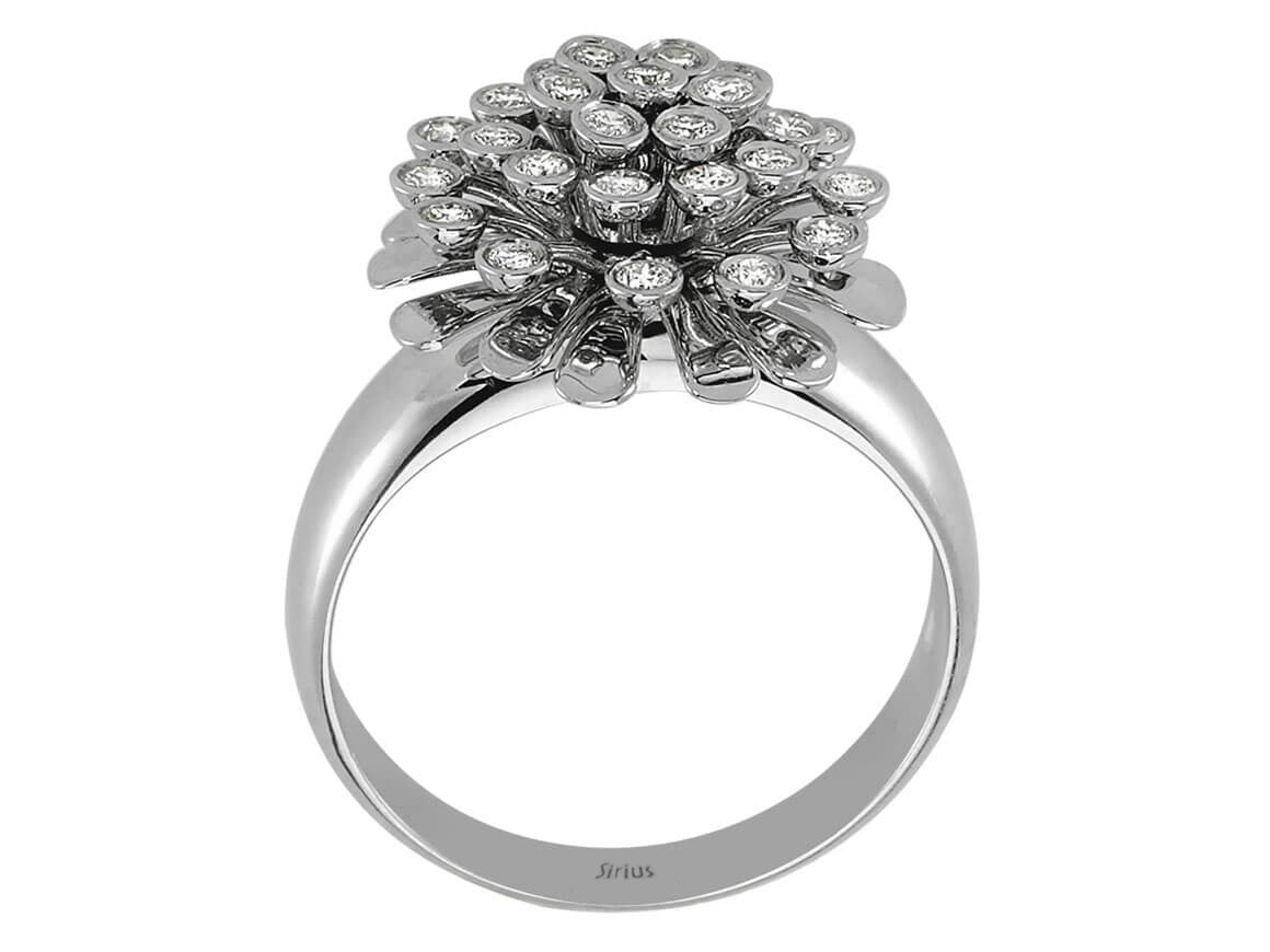 Weißgold-Ring „Blumen“ mit 29 laborgezüchteten Diamanten