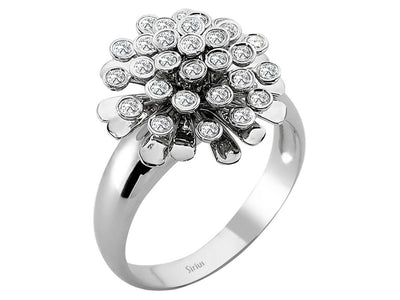 Weißgold-Ring „Blumen“ mit 29 laborgezüchteten Diamanten