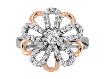 Elegant two-tone daisy ring with lab-grown diamonds