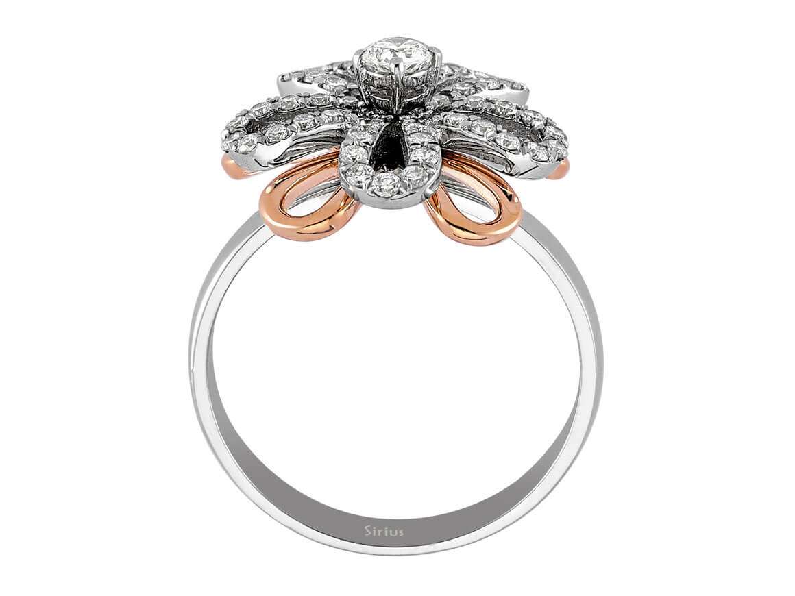 Elegant two-tone daisy ring with lab-grown diamonds
