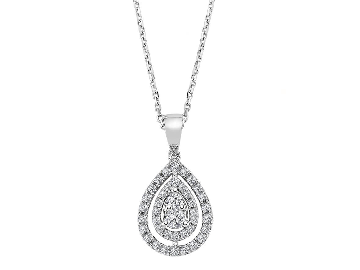Elegant drop necklace with 40 lab diamonds – 14K white gold