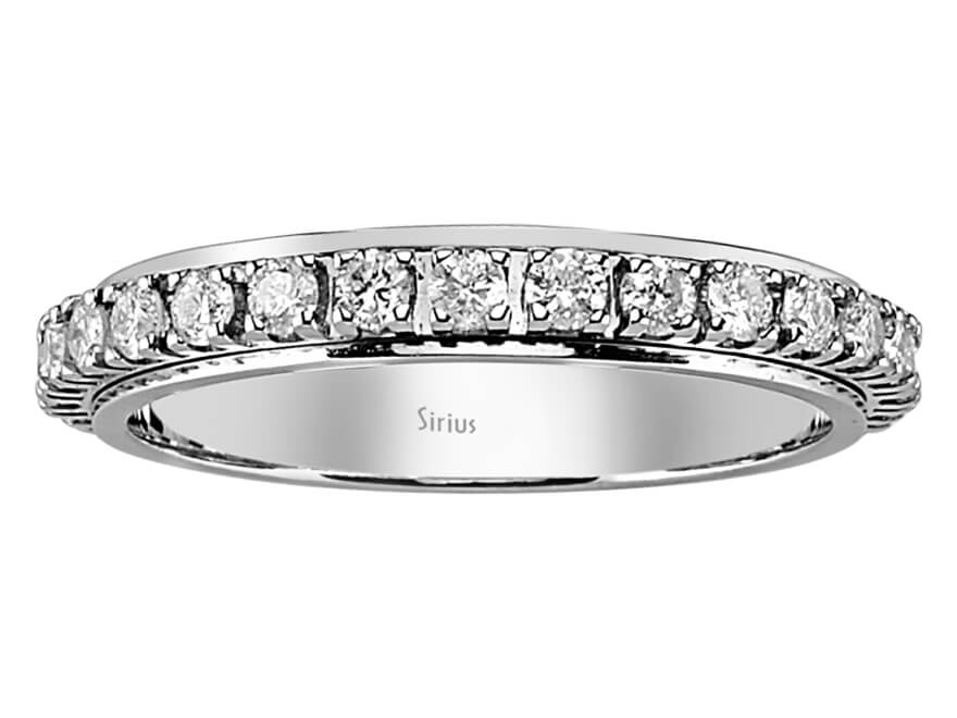 Schlichter Labordiamant Dreh-Eternity-Ring aus 14K Weißgold mit 32 Rund geschliffenen Diamanten