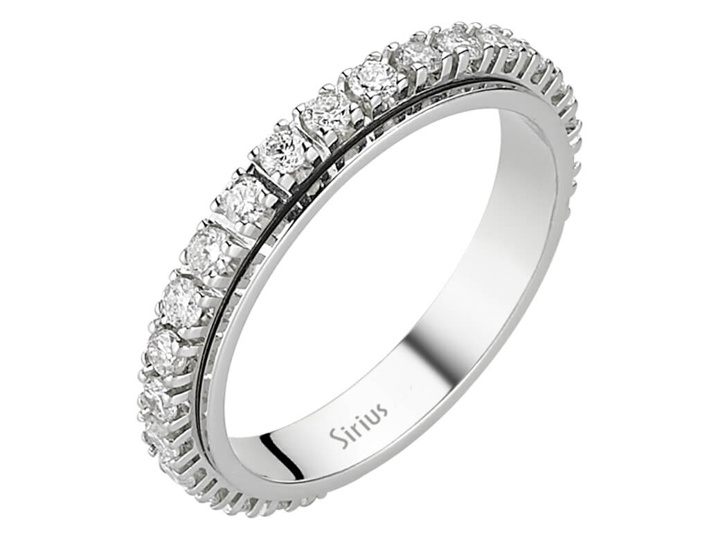 Sade 14K Beyaz Altın döner sonsuzluk yüzüğü, 32 laboratuvar üretimi elmasla – Sürdürülebilir zarafet – Rosy Lab Diamonds’tan yüksek kaliteli Mücevher