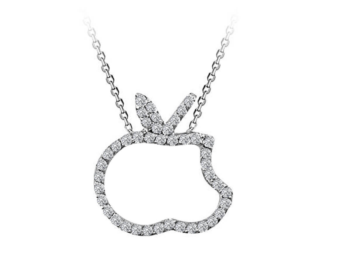 Diamond chain with apple motif made of 8K white gold – 42 stones
