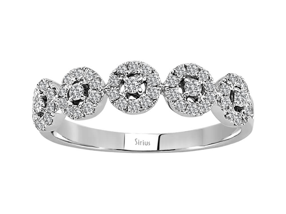 Eleganter Diamantring mit 4 Halo-Elementen – 14K Weißgold
