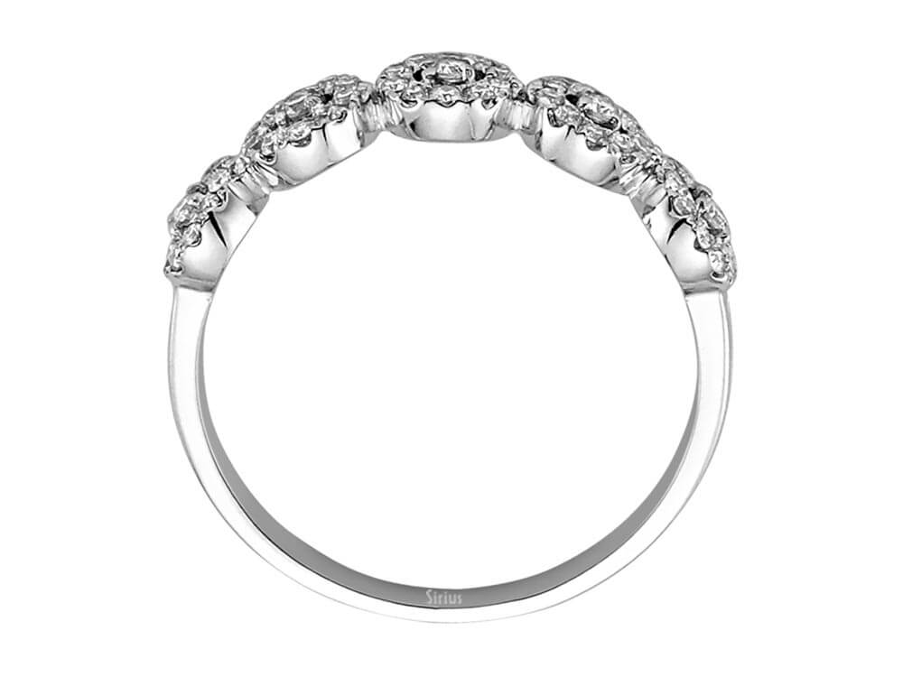 Eleganter Diamantring mit 4 Halo-Elementen – 14K Weißgold