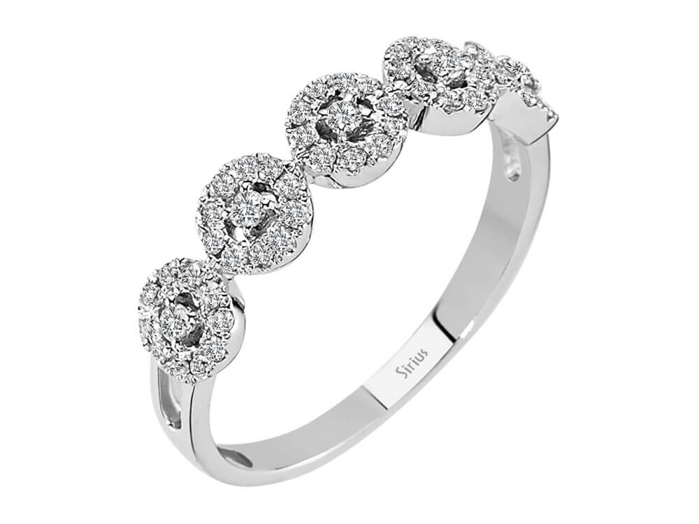 Eleganter Diamantring mit 4 Halo-Elementen – 14K Weißgold