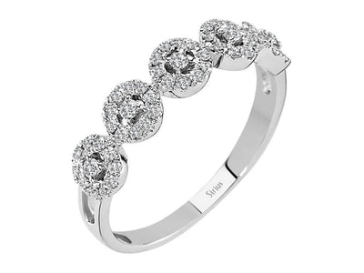 Eleganter Diamantring mit 4 Halo-Elementen – 14K Weißgold