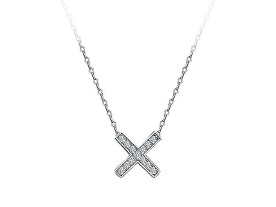 Modern "X" pendant with 13 round lab diamonds – 0.11 ct in 14K gold