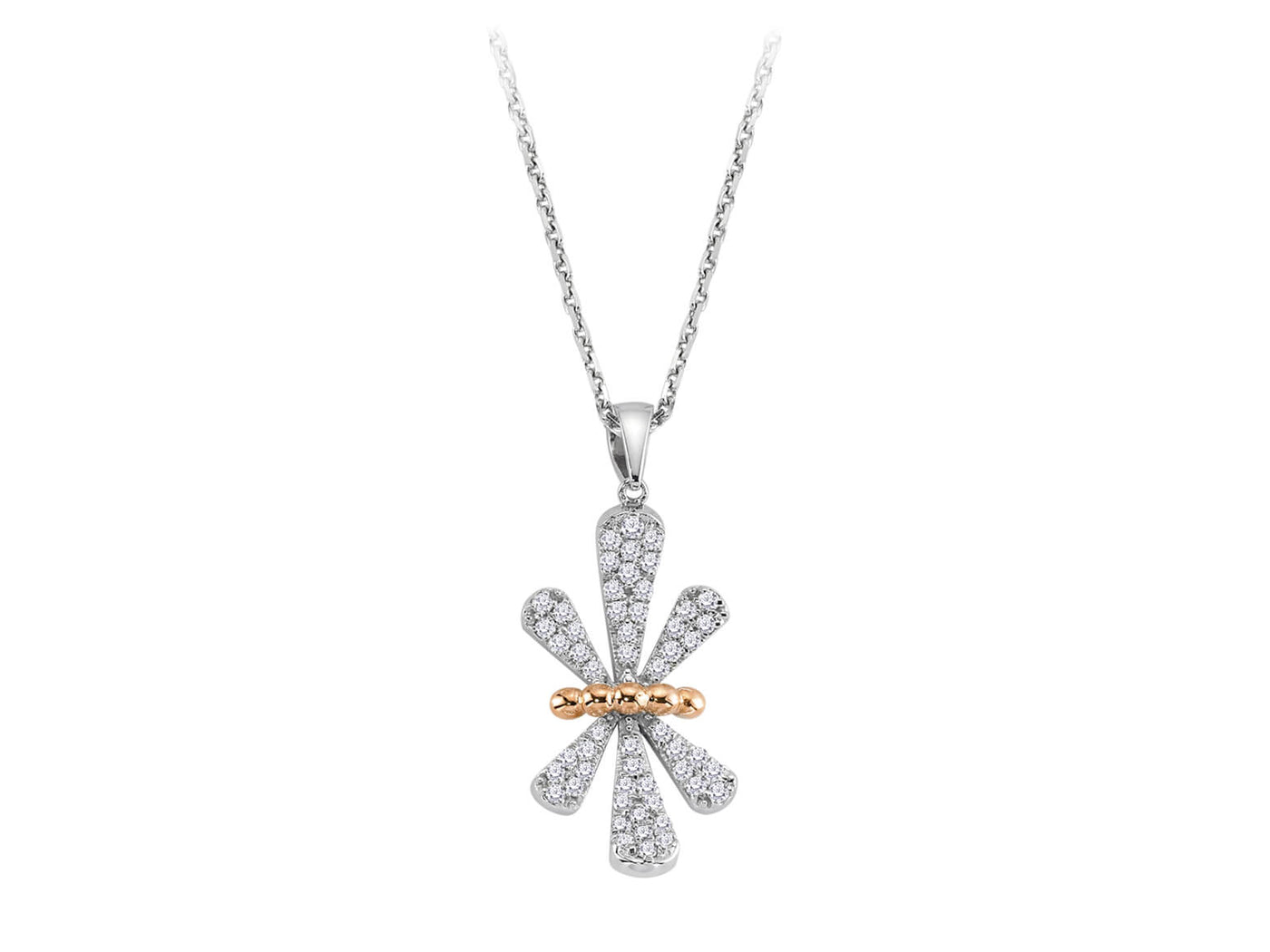Schleifenanhänger mit 54 Labor-Diamanten im Bicolor-Design