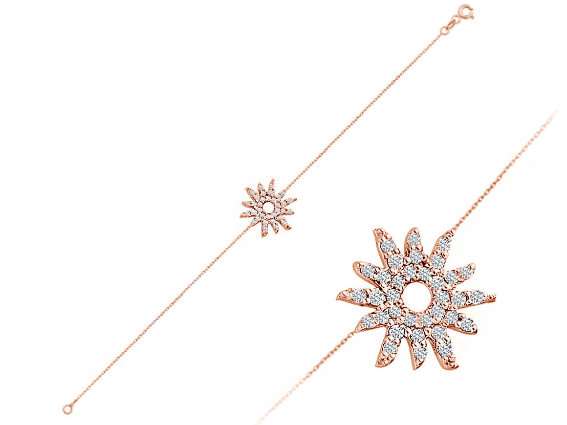 Bracelet soleil serti de 34 diamants de laboratoire – Or Rose 14 carats | Style éclatant – Bijoux haut de gamme de Rosy Lab Diamonds