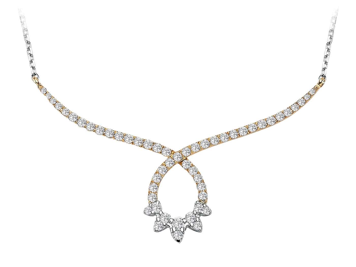 Shiny necklace with 55 diamonds – 14K yellow gold