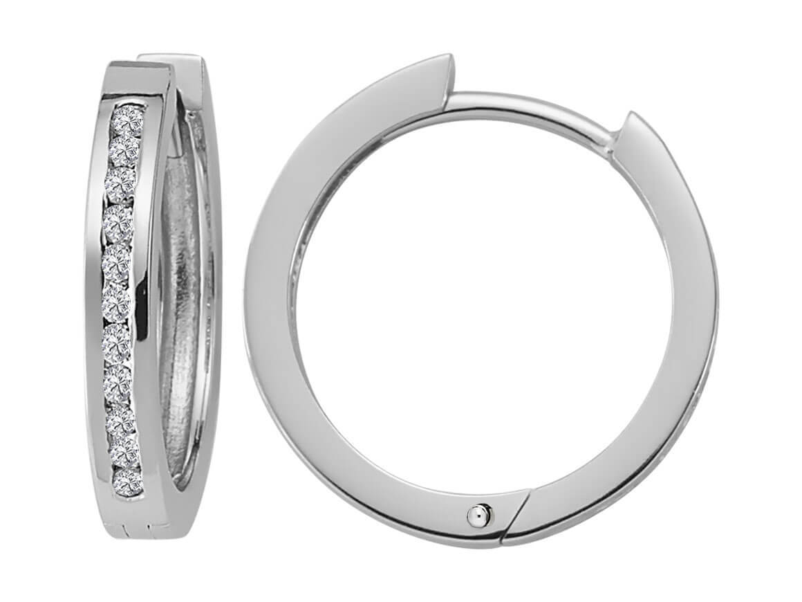 Elegant 8K white gold hoop earrings with 0.25 ct lab-grown diamonds