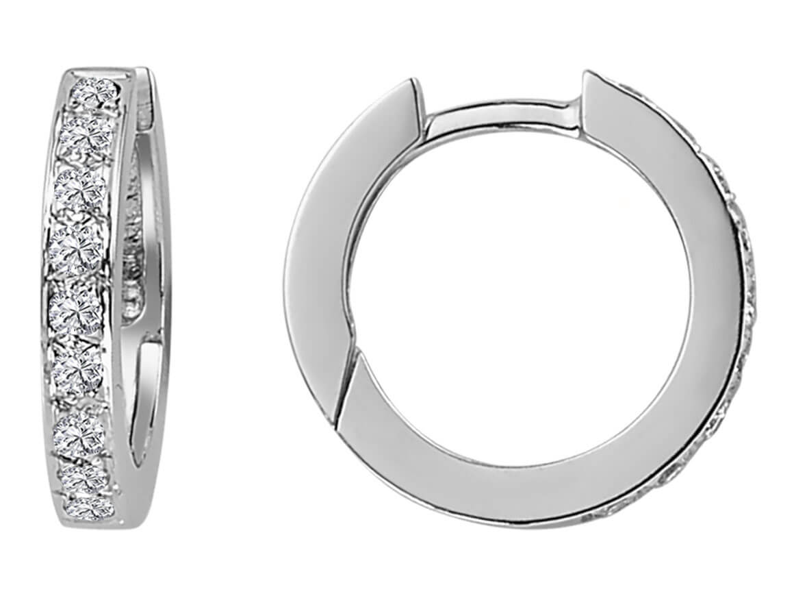 Simple 8K white gold hoops with 0.24 ct lab-grown diamonds