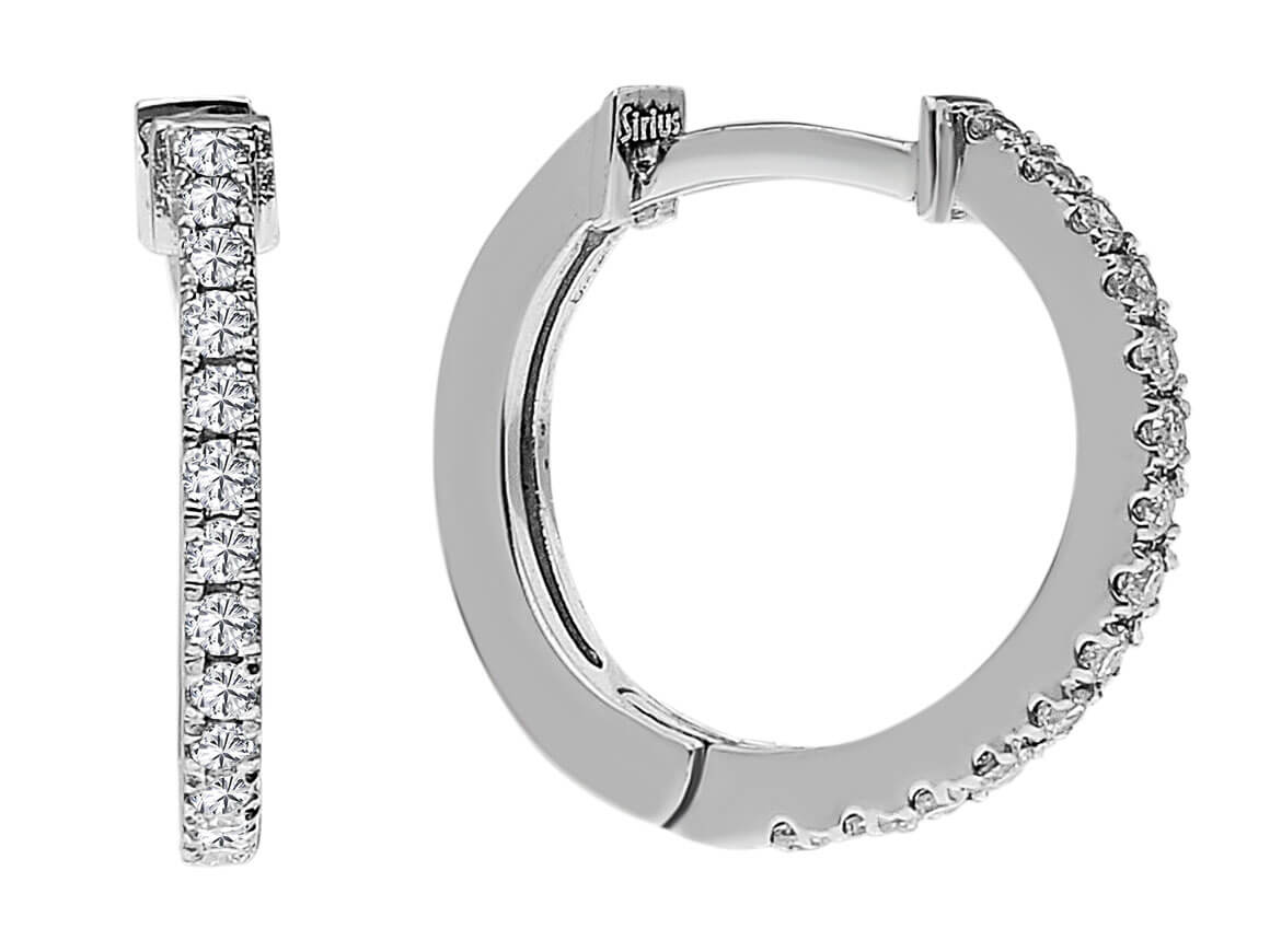 Creolen mit Diamant & Labordiamanten in 14K Weißgold | Rosy – hochwertiger Schmuck von Rosy Lab Diamonds