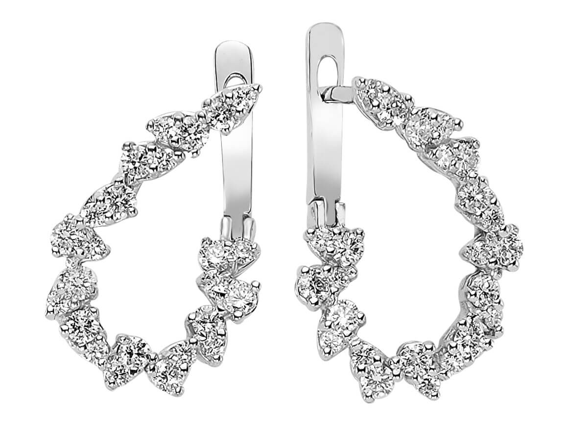 Sparkling half-circle earrings with lab diamonds in 585 white gold