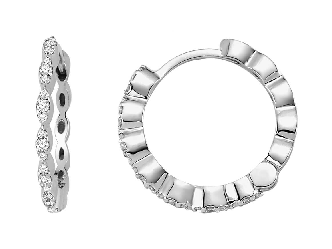 Hoop Earrings with a Wavy Edge & Lab-Grown Diamonds in 333 White Gold | Stylish & Modern – High-Quality Jewelry by Rosy Lab Diamonds