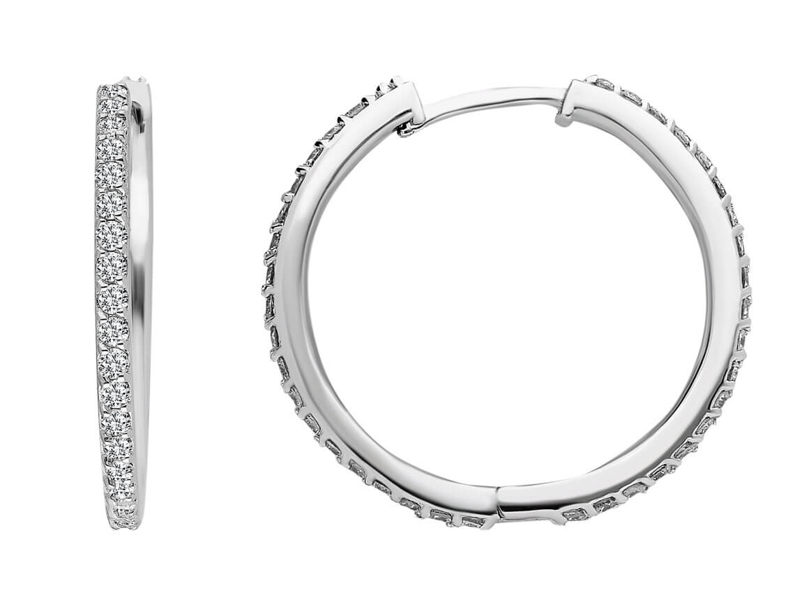 Créoles avec 74 diamants en Or Blanc 14 carats | Bijoux d’oreilles luxueux – Bijoux de haute qualité de Rosy Lab Diamonds