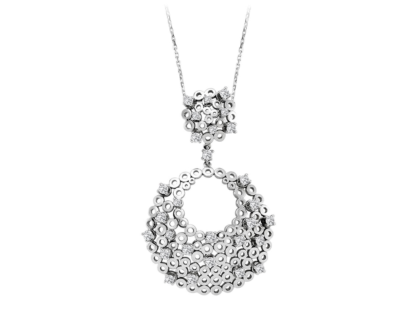 Modern crescent necklace with 28 lab diamonds