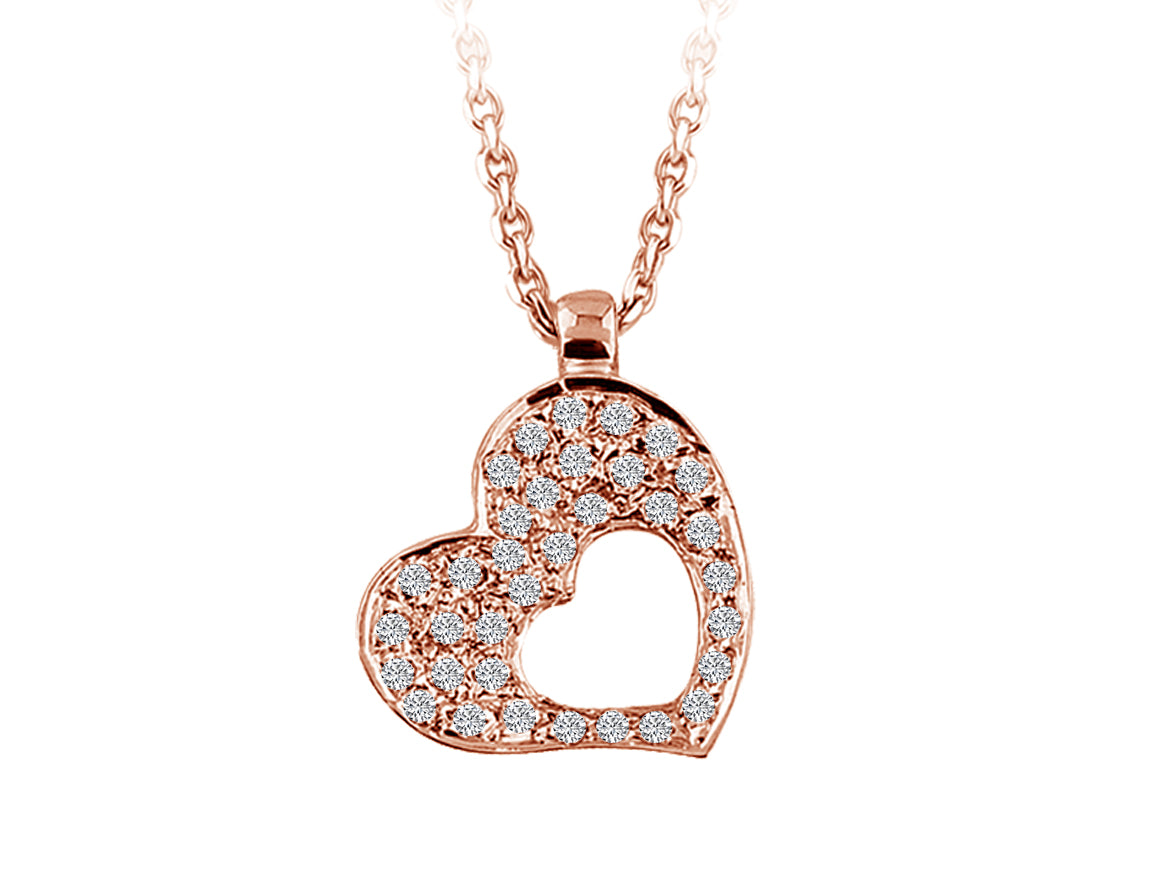 Herzanhänger mit Innenöffnung & Labor-Diamanten | 8K Roségold - hochwertiger Schmuck von Rosy Lab Diamonds