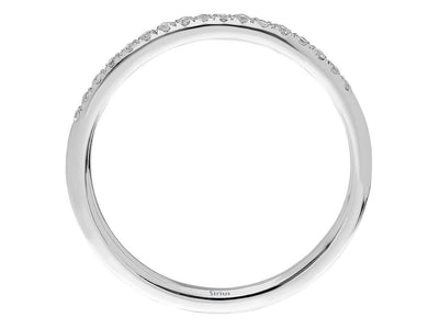 Feiner Halbmemory-Ring mit 17 rund geschliffenen laborgezüchteten Diamanten, 0,10 ct, in 14K Weißgold