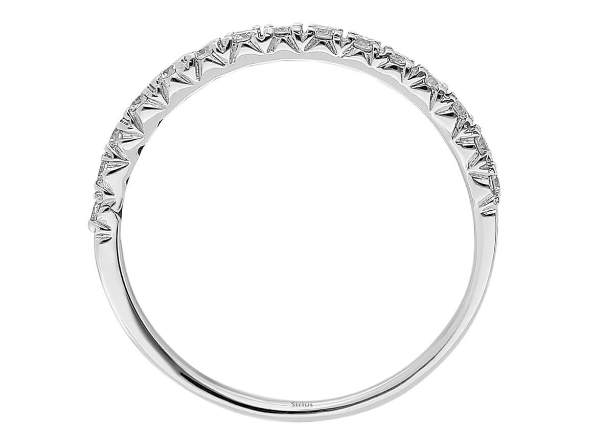 Bague demi-jonc raffinée en Or Blanc avec 15 diamants de synthèse | Bijoux en Or Blanc 8 carats – Bijoux haut de gamme de Rosy Lab Diamonds