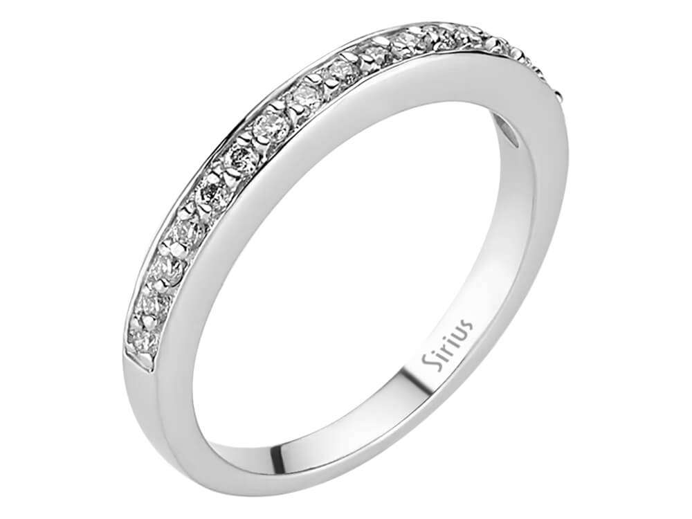 Weißgold Halb-Tamtur Ring mit 17 Diamanten - 14 Karat Gold - hochwertiger Schmuck von Rosy Lab Diamonds