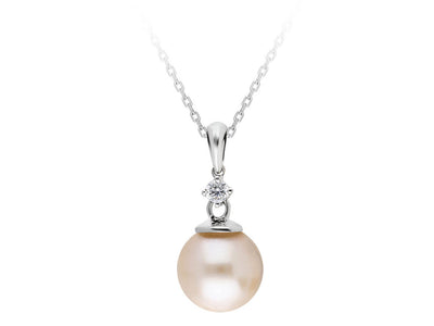 Classic pearl necklace with diamond – 6.21 mm pearl & 14K white gold