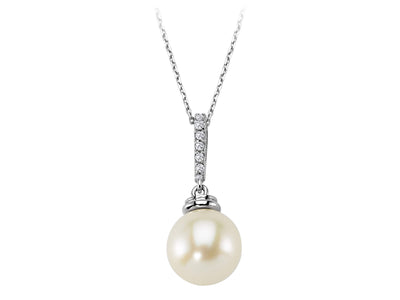 Elegant pearl necklace with diamonds – 5.79 mm pearl & 14K white gold