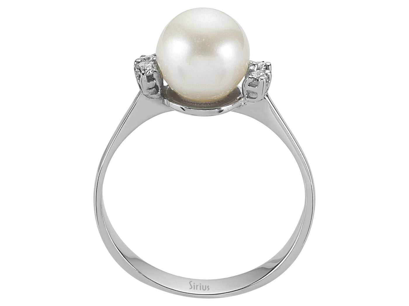 White gold ring with diamonds and a large pearl - 8-karat gold, elegant Jewelry - high-quality Jewelry from Rosy Lab Diamonds