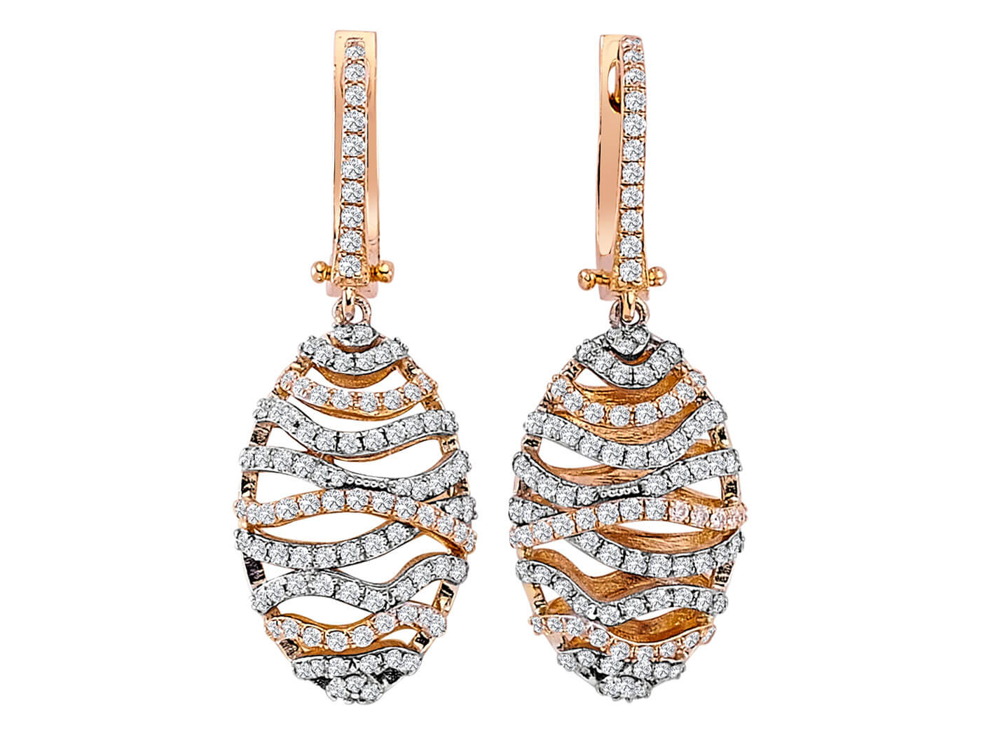 Boucles d’oreilles en cocon de soie avec diamants de synthèse en or 14 carats – Bijoux haut de gamme de Rosy Lab Diamonds
