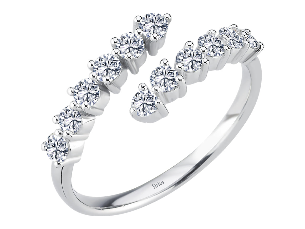 Isolde Halb-Tamtur-Ring - 12 Labordiamanten in 14K Weißgold | Raffiniert & Elegant - hochwertiger Schmuck von Rosy Lab Diamonds