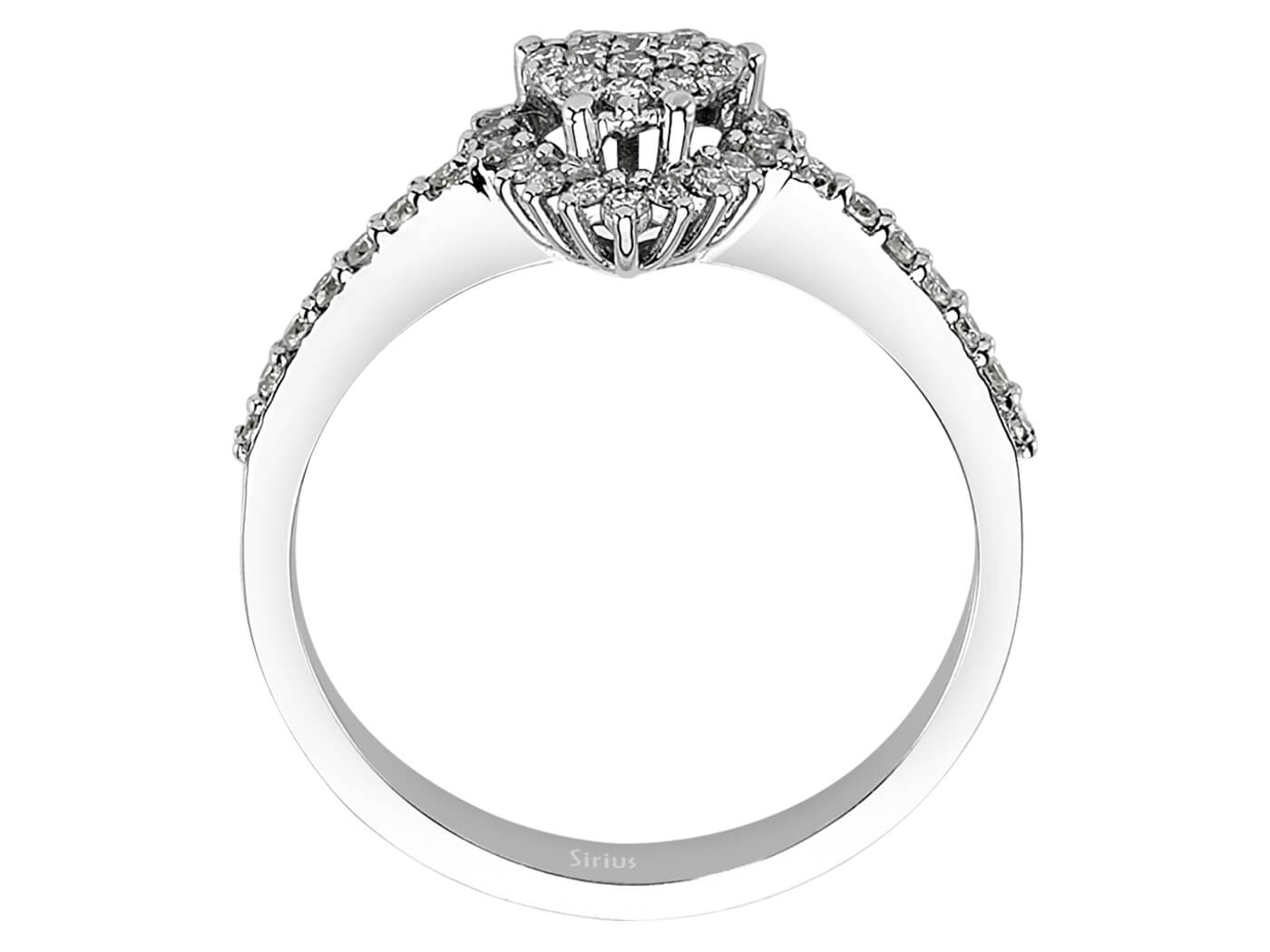 Weißgold-Ring mit 45 laborgezüchteten Diamanten (0,37 Karat) im Herz-Anturaj-Design