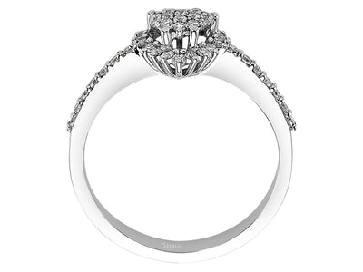 Weißgold-Ring mit 45 laborgezüchteten Diamanten (0,37 Karat) im Herz-Anturaj-Design